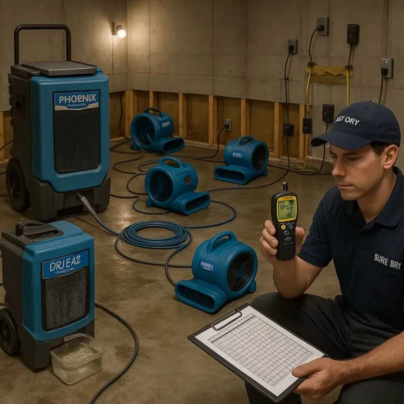 Structural Drying and Dehumidification process in Fairlea, WV
